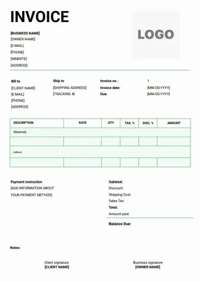 Construction Company Bill Format