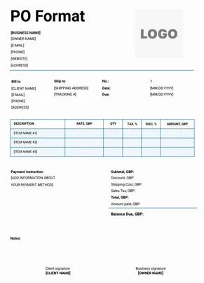 PO Format 