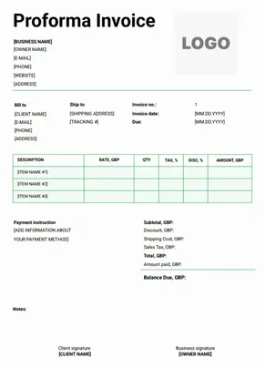Proforma Invoice Sample