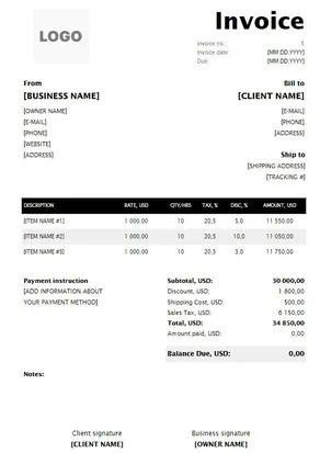 Consulting Invoice Template