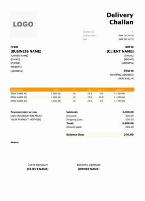 Delivery Challan Format 3