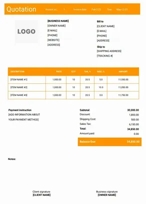 GST Quotation Format in Word 