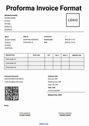 Proforma Invoice Format