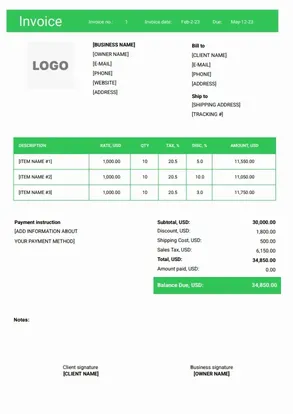 Proforma Invoice Templates
