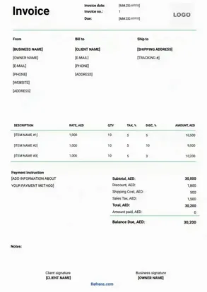 Service invoice template