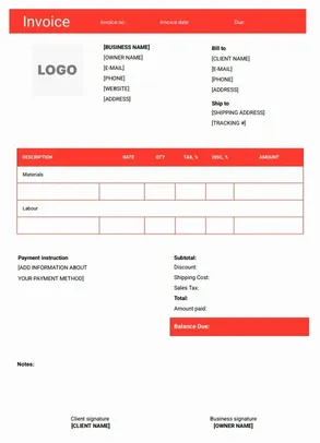 Construction Bill Format