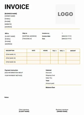 Freelance Invoice Template