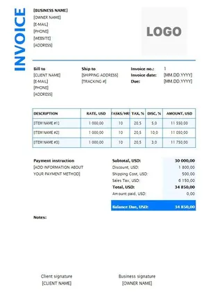 Cleaning Invoice Templates