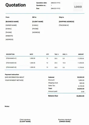 GST Quotation in Word
