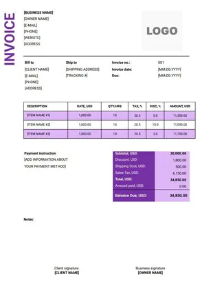 Medical Invoice Templates