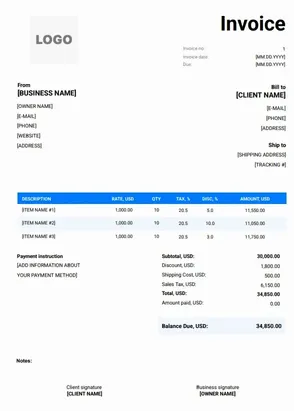 Purchase Order Format