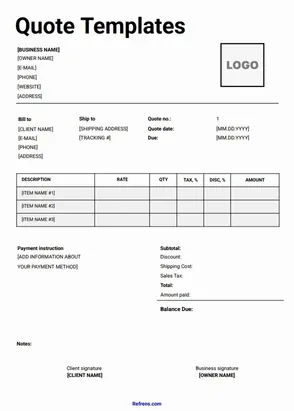 Word Quotation Template