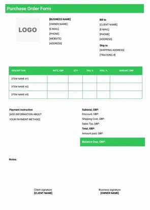 Purchase Order Form