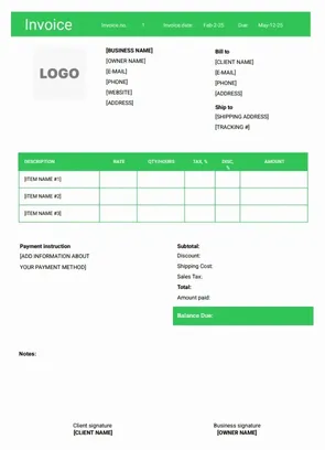 Freelancer Invoice Template
