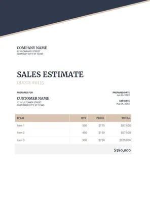 Sales Estimate Template