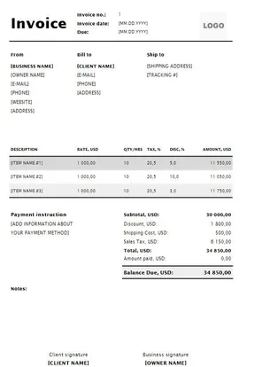 Trucking Invoice Template