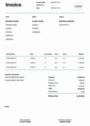Invoice for Freelance Work