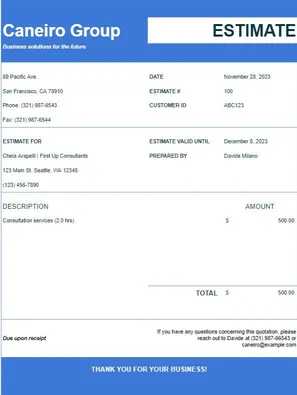 Simple Estimate Template in Excel