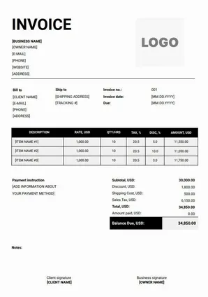 Freelance Invoice Template Word