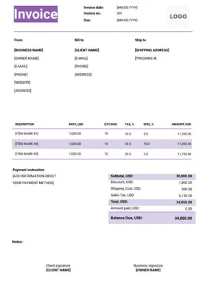 Digital Marketing Invoice Template