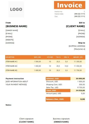 Consulting Invoice Template