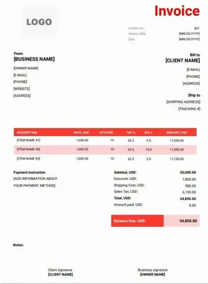 Freelance Invoice Template Word