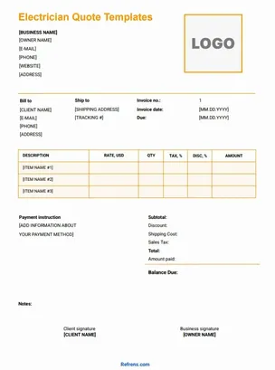 Electrician Quote Templates