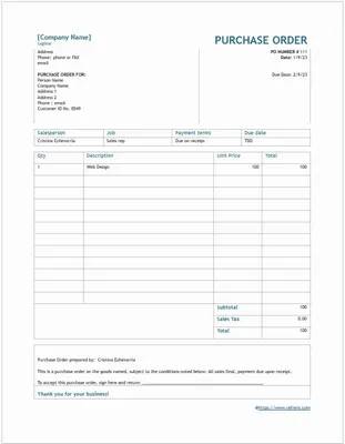 Free Purchase Order Template