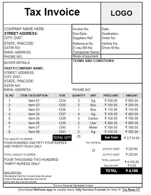 Tally Invoice Template