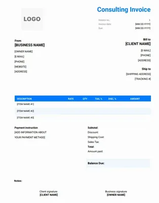 Consulting Invoice Template