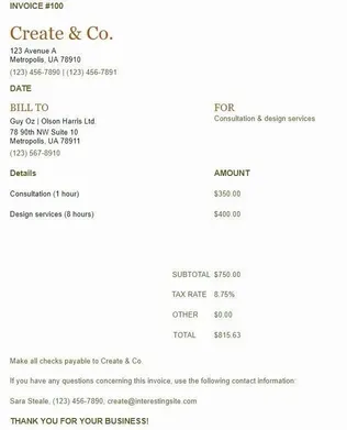 Printable Invoice Template Excel