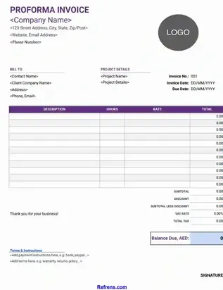 Proforma Invoice Template Excel