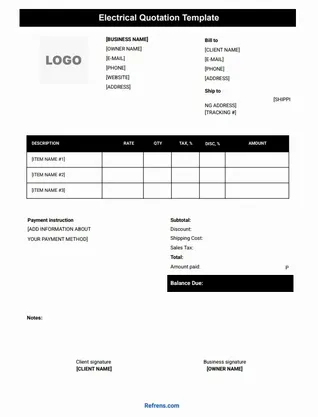Electrical Quotation Template