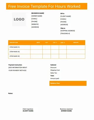 Free Invoice Template For Hours Worked