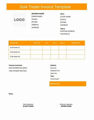Sole Trader Invoice Template