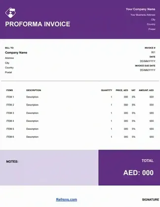Proforma Invoice Template Word