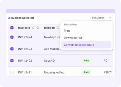 Expense Management Feature in Refrens Invoicing Software