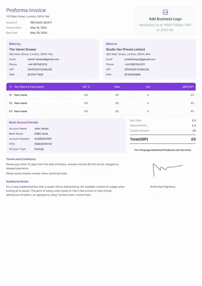 UK Proforma Invoice 