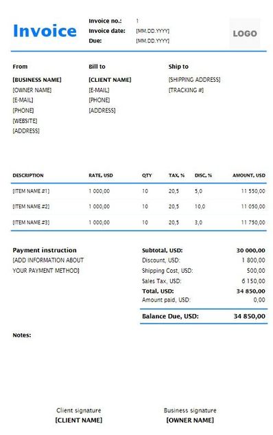 Web Design & Development Invoice Templates (Excel, Word, PDF)