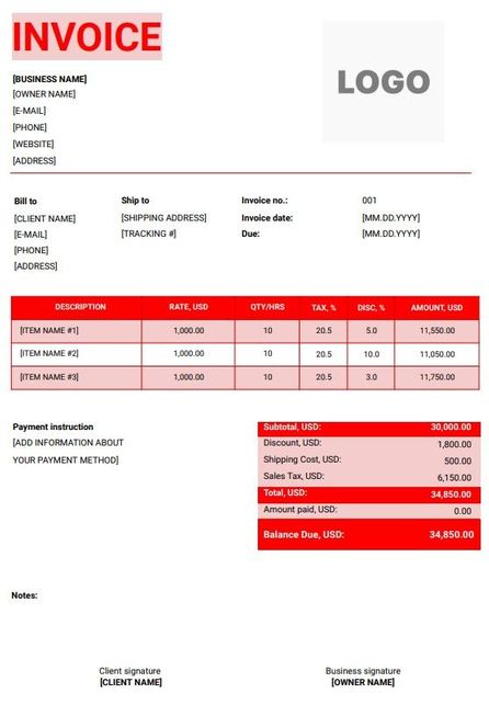 Free Graphic Design Invoice Templates (Word, Excel, PDF)