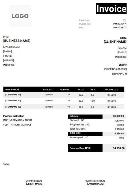 Free Graphic Design Invoice Templates (Word, Excel, PDF)