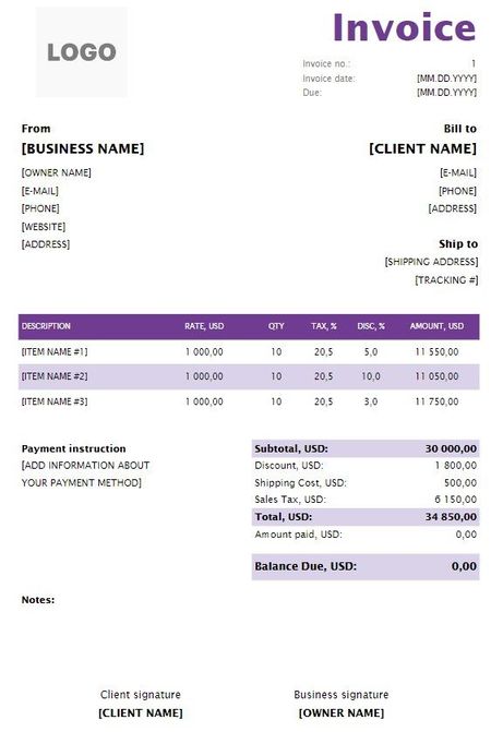 Web Design & Development Invoice Templates (Excel, Word, PDF)