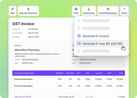 Cloud Accounting Software - E-Way Bills with IRN