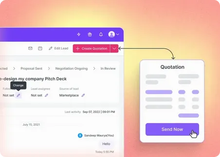 Inbuilt Sales CRM - Online Quotation Software