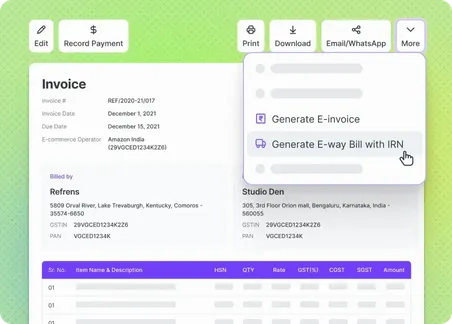 Online Invoicing Software - E-way Bills with IRN 