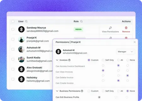 User Roles & Permission - Online Invoicing Software