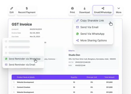 GST Billing Software with Customization, Payment Reminder, Payment Gateway Integration, and Inventory Management for Efficient Business Operations