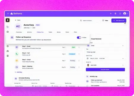 Followup Reminders Meetings with Refrens Sales CRM Followup Reminders Meetings with Refrens Sales CRM