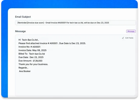 Customisable Reminder Message - Invoicing Software with Automated Payment Reminders
