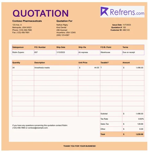 Contractor Quotation Templae in Excel